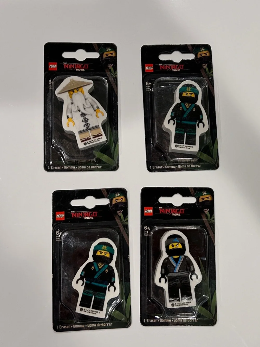 Brand New Lego Ninjago Movie Character Figure Eraser 4 Piece Set Collectible